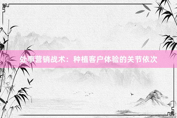 处事营销战术:种植客户体验的关节依次