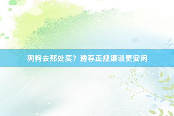 狗狗去那处买？遴荐正规渠谈更安闲